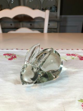 Vintage Clear Art Glass Bunny Rabbit Figurine/paperweight Solid