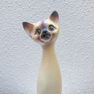 Vintage Tall Mid Century Ceramic Siamese Cat Figurine Japan