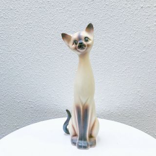 Vintage Tall Mid Century Ceramic Siamese Cat Figurine Japan 2