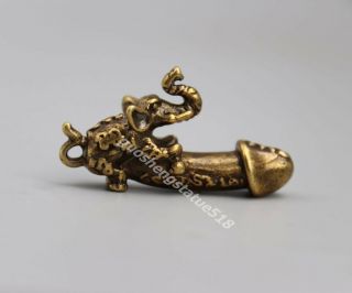 4.  5 Cm Chinese Bronze Animal Elephant Men Penis Tentum Figurine Amulet Pendant