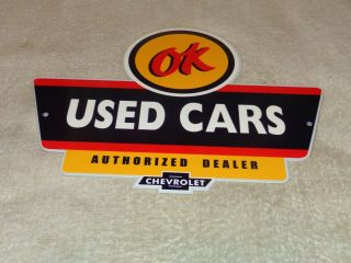 Vintage " Chevrolet Ok Cars & Trucks " 12 " Metal Car Truck Gasoline Oil Sign