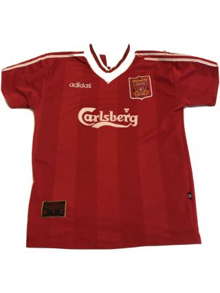 Mens Vintage Liverpool Football Shirt Home Kit 1995/96 Red - L