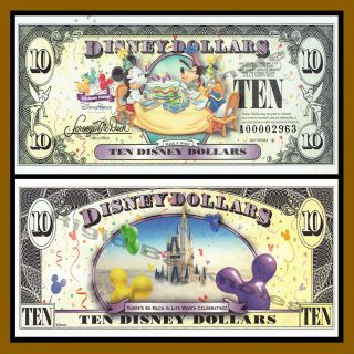 Disney 10 Dollar,  2009 " A " Series 4 Digit Serial Mickey Celebrate Uncirculated