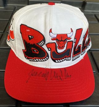 Vintage 90s Chicago Bulls Drew Pearson Graffiti Snapback Hat Cap Nba 2 Tone