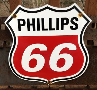 Vintage Porcelain Phillips 66 Gas Oil Gasoline Sign Service Station