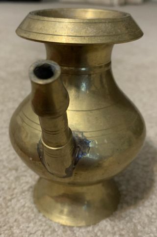 Old Brass Handcrafted Unique Small Nickel Plated Holy Water Pot 2