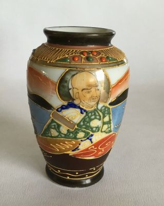 Vintage Miniature Hand Painted Japanese Satsuma Moriage Vase 10cm