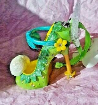 Disney Parks Tinkerbell Fairy Shoe Ornament Peter Pan Nwt Glitter/jewels