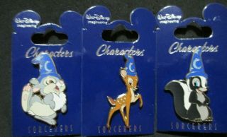Disney - Wdi - Sorcerer Hats Bambi - Thumper & Flower Set Of 3 Le 200 Pins