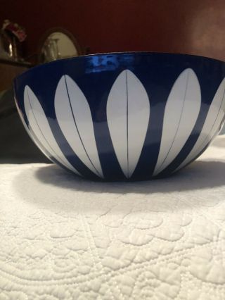 Vintage Catherine Holm 11” Large Blue Lotus Flower Enamelwear Bowl.  Cathrineholm