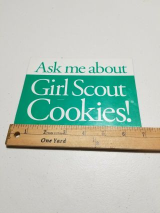 Vintage Ask Me About Girl Scout Cookies Car Magnet Green White