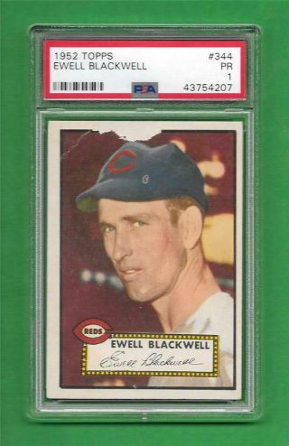 1952 Topps 344 Ewell Blackwell Strong Psa Poor 1 Vintage Old Baseball Card