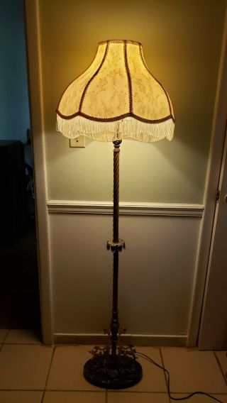 Vintage Brass Parlor Floor Lamp With Marble Base (lamp Only)