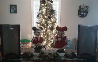 Vintage 1996 Disney Minnie & Mickey Mouse Animated Christmas Doll 17 Inch