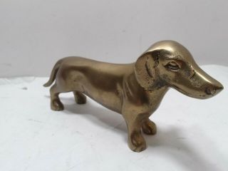 Vintage Brass Dachshund Weiner Dog Figurine Sculpture 6 Inches Long