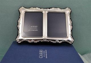 Vintage Carrs Sterling Silver Double Photograph Frame Boxed 6.  5 " X 4.  75 " 2011
