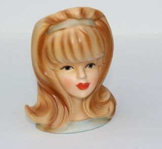 Vintage Inarco E - 2967 Porcelain Lady Head Vase Long Hair