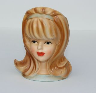 Vintage INARCO E - 2967 Porcelain Lady Head Vase Long Hair 2