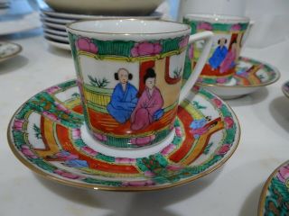 Vintage Gilted Chinese Qianlong Da Qing Famille Rose Coffee Cup And Saucer Set