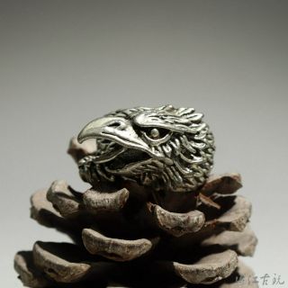 Collect Chinese Miao Silver Hand - Carved Eagle Delicate Precious Ornaments Ring