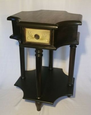 Adorable Vintage Side Accent Table End Table Black Drawer