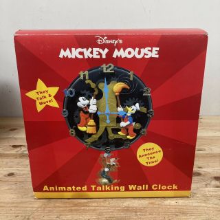 Disney’s Mickey Mouse,  Donald Duck,  And Goofy Animated Talking Wall Clock Desc