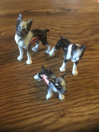 Vintage Set Of 3 Miniature Dogs,  Bone China Japan B&w 1 " - 1 - 3/4 "