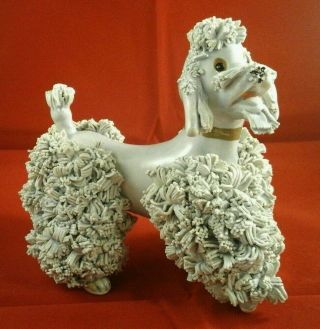Vintage French Poodle Spaghetti Porcelain Dog Figurine Made In Italy