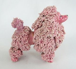 Vintage Pink Spaghetti Pottery Miniature 3 " Poodle Figurine