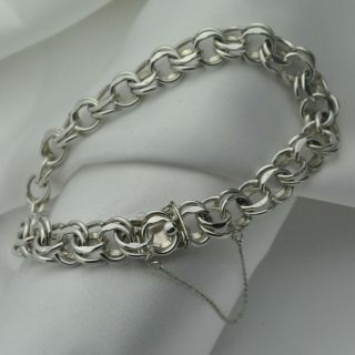 1974 Vintage Fancy Link Chain Bracelet In Solid Plain 925 Sterling Silver