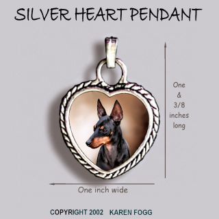 Toy Manchester Terrier Dog Ornate Heart Pendant Tibetan Silver