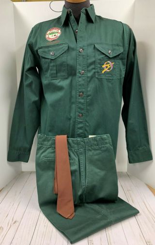 Vintage Boy Scout Explorer Uniform Shirt Tie Pants Presque Isle Maine