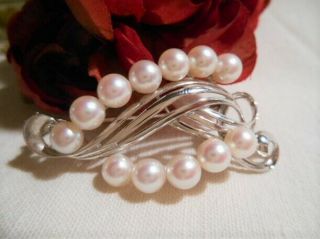 Vintage MIKIMOTO sterling silver brooch with 12 pearls 2