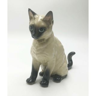 Vintage Lefton Siamese Cat Seal Point Figurine Porcelain Japan Figurine