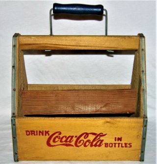 Vintage Coca Cola Ww Ii 1940’s War Wings Yellow Wood 6 Pack Carrier