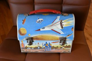 Vintage Astronaut Outer Space Dome Top Lunch Box With Thermos 1960