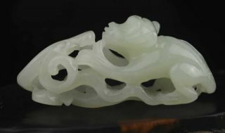 Natural Hetian White Jade Hand - Carved Zodiac Monkey Pendant Very Color
