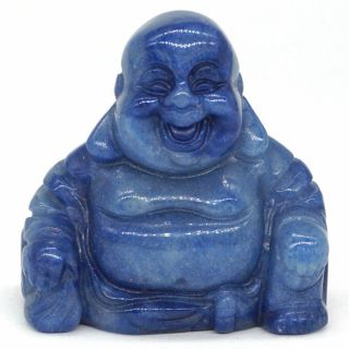1.  4 Inch Natural Blue Quartz Carved Maitreya Happy Laughing Buddha Figurine