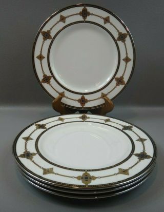 Set Of 4 Lenox Vintage Jewel Fine Bone China Accent Luncheon Plates