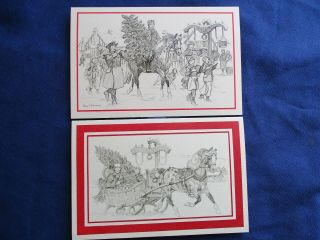 Vintage Paul Brown Horse Illustration Christmas Inn Cards Sleigh Appaloosa