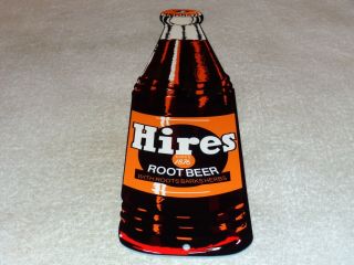 Vintage Hires Root Beer Glass Bottle Diecut 15 " Metal Soda Pop Gasoline Oil Sign