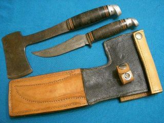 Vintage Western Boulder Usa L39 Hunting Skinning Knife L10axe Hatchet Set Sheath