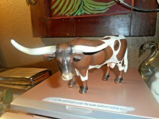 Schleich Germany 2002 Texas Long Horn Cow Steer Bull Brown & White Bent Horn