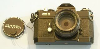 Vintage Pentax Esii 35 Mm Slr Film Camera With Lenses,  Flash,  And Filter.
