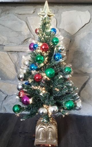 Vintage Puleo Fiber Optic Color Changing Christmas Tree,  37 ",  Neat,