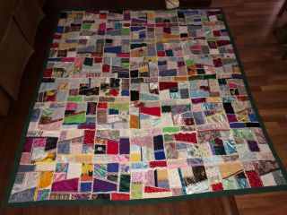 Exquisite Vintage Hand Made Crazy Quilt 90”x78” Hand Stitched California