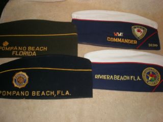 4 Vintage Veterans Of Foreign Wars Envelope Hats,  Pompa Beach & Riviera Beach,  W