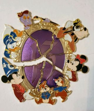 Disney 13 Reflections Of Evil Sorcerer Chip Dale Figment Mirror Puzzle Pin Set