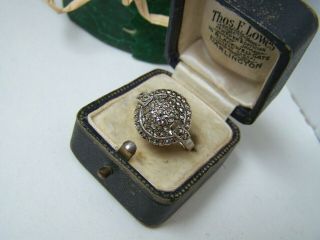 Gorgeous Vintage Solid Sterling Silver Marcasite Cocktail Ring Size O Unusual