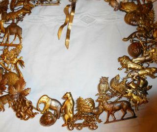 Vintage Dresden Petites Choses Brass Merry Christmas All Holiday Wreath,  Animals 2